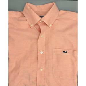 Vineyard Vines Tucker Shirt Lng Slv Button Down Whale Logo Coral/Peach Mens Sz M